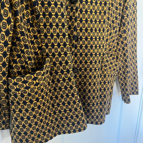 CAbi Kensington Proper Standout Medallion Blazer Jacket 3372 Mustard & Blue Med. - Picture 4 of 13